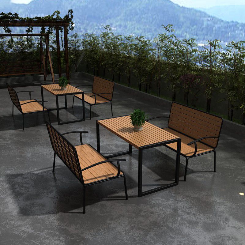 Modern Style 1/3 Pieces Rectangular Picnic Table Manufactured Wood Dining Picnic Table Set