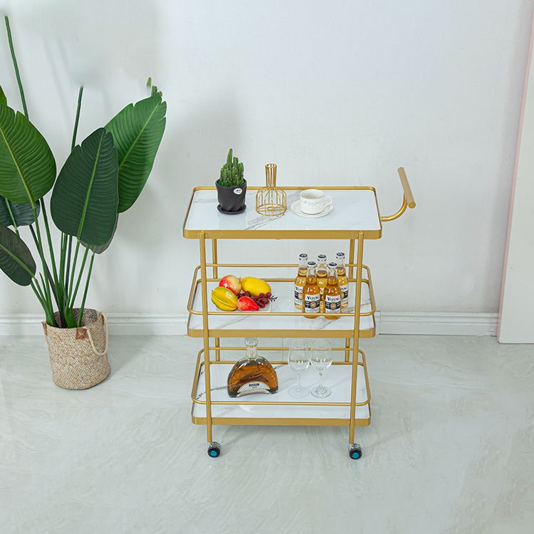 Modern 34.65"H Rolling Prep Table Rectangular Metal Prep Table for Home Use