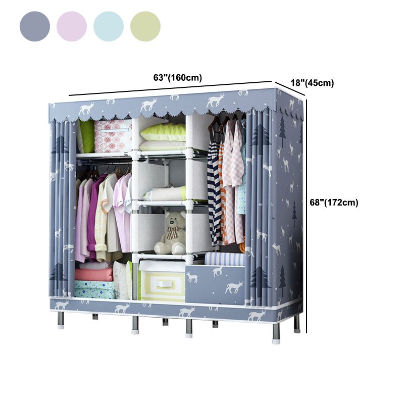 Contemporary Home Wardrobe Armoire Steel Frame Wardrobe with Shelves