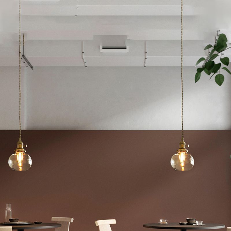Lampada sospesa in bronzo in bronzo in vetro in stile a sospensione geometrica in stile retrò industriale per sala da pranzo