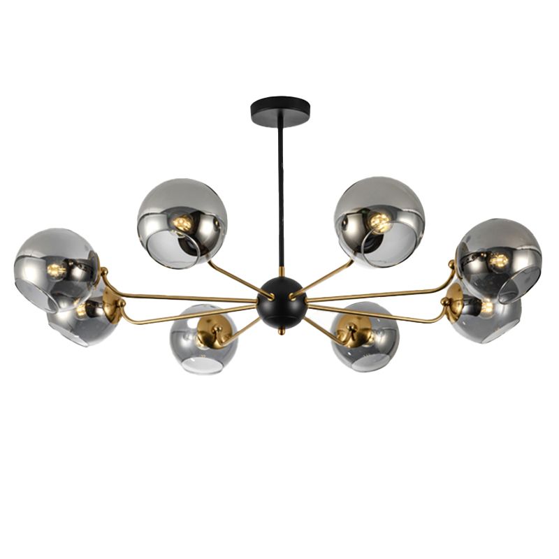 Eenvoud Kroonluchter Lichte bevestiging met bolvormige glazen schaduw metalen hangende plafondlampen