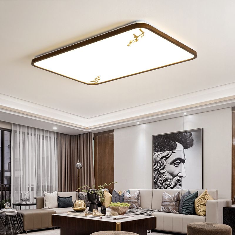 Modern Geometric LED Ceiling Lamp Wood 1 Light Flush Mount for Aisle Bedroom