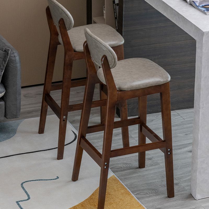 Modern Armless Backrest Counter Stool Wood Living Room Bar Stool with Cushion