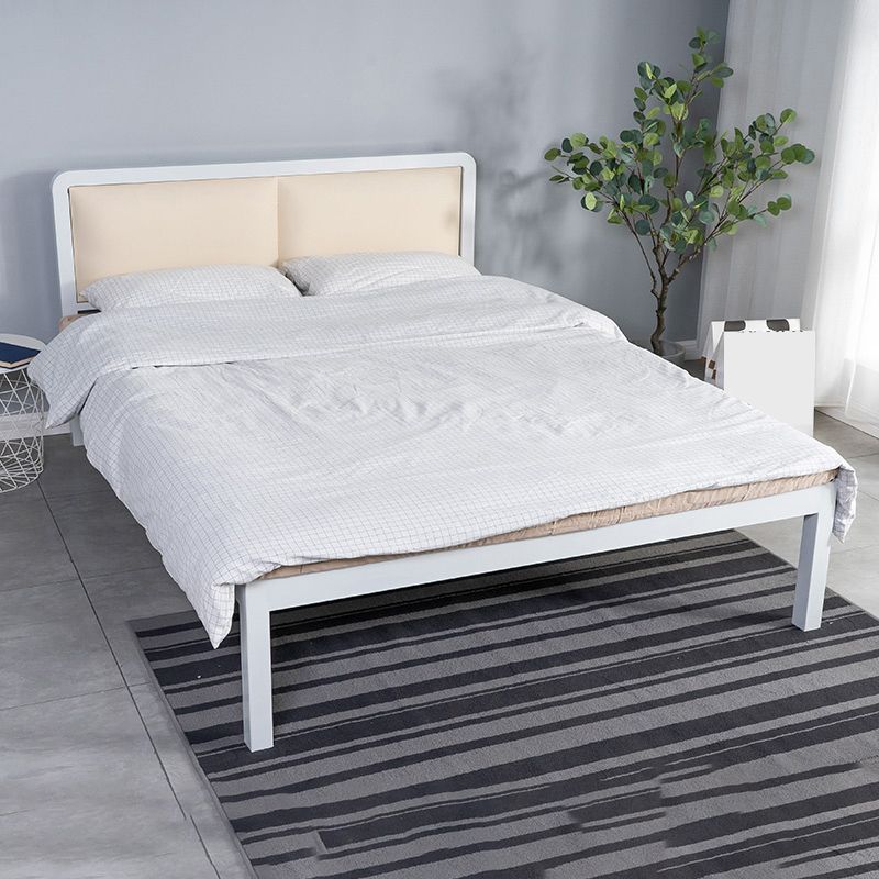 Slat Bed 36.61"H Adjustable Height with Open-Frame Upholstered Headboard