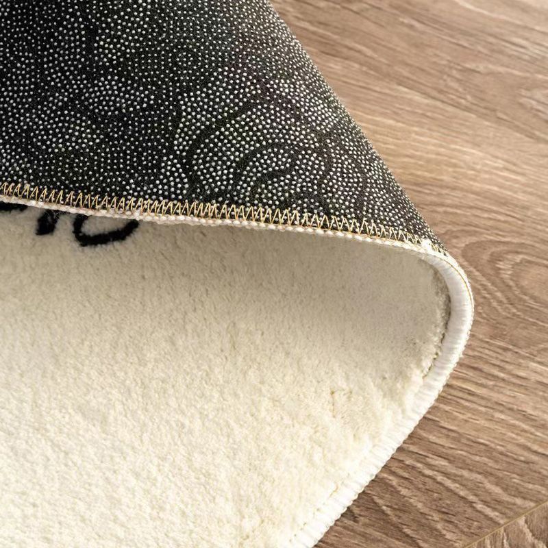 Dark Grey Simple Carpet Polyester Check Pattern Carpet Washable Carpet for Living Room