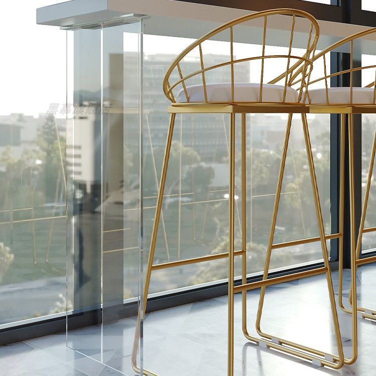 Contemporary Metal Dining Stools Low Back Bar Stools with Footrest