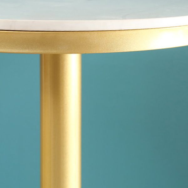 Glam Style Gold Metal Bar Table 21.6" Round Top Marble Indoor Bistro Table
