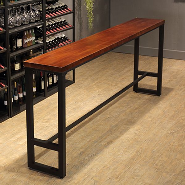 Rectangle Wood Bar Dining Table Modern Bar Table with Trestle Base
