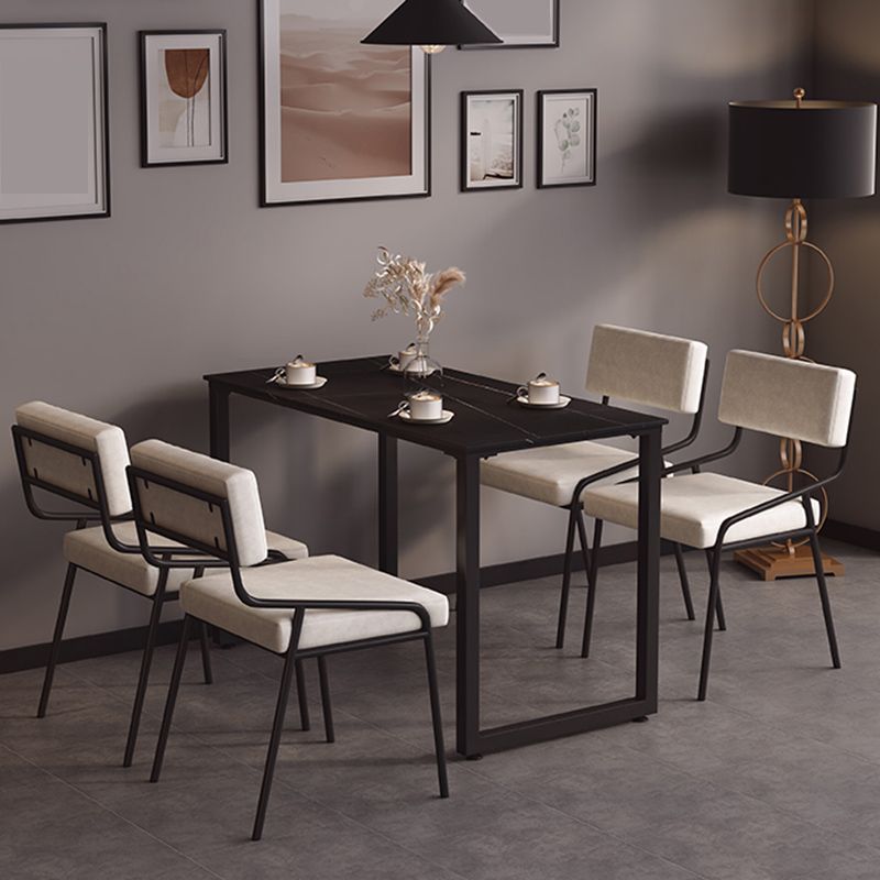 Industrial Style Side Chair Upholstered Open Back Dining Chair with Metal Leg