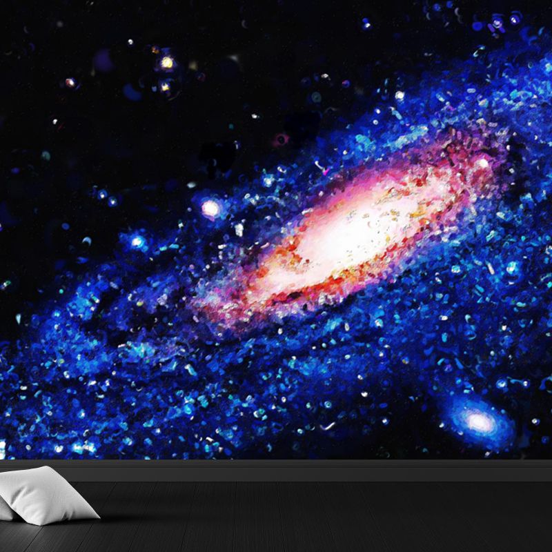 Space Milky Way Mural Wallpaper Contemporary Non-Woven Cloth Wall Art in Dark Color