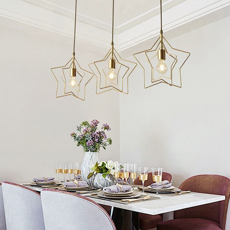 Pendre de style postmoderne en métal Forme d'étoile étoile Lumière pour café