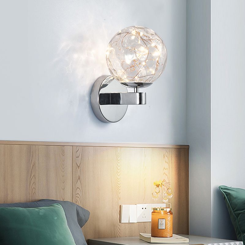 Modern Style Sphere Sconce Light Fixtures Metal 1 Light Wall Mounted Lighting