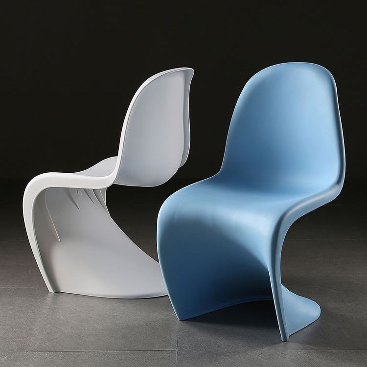 Contemporary Style Plastic Dining Armless Chair Solid Back Side Chair for Home