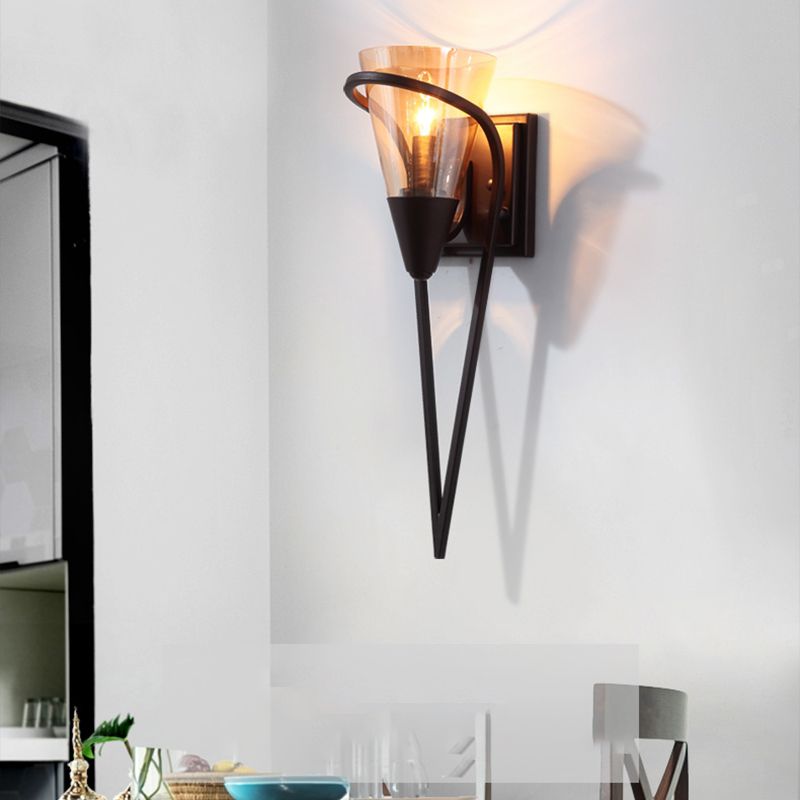 1 Light Cone Wall Mounted Light Fixture Industrial Style Glass Wall Lighting Ideas Lights
