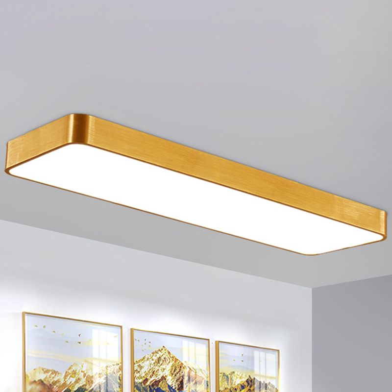 Goudkleurige rechthoekige plafondlamp Eenvoudige stijl metalen LED-inbouwlamp voor kantoor