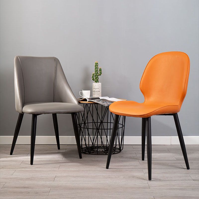 Silla moderna con respaldo sólido, sillas sin brazos con patas de metal para cocina