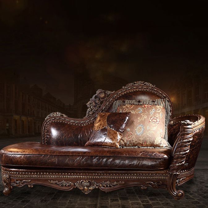 Traditional Upholstered Chaise Lounge Couch Fabric Chaise Lounge Chair with Arms