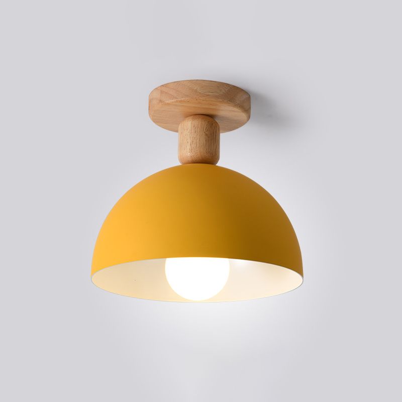 Lámpara de techo semi empotrada para pasillo Lámpara de montaje semi empotrada de estilo nórdico con pantalla de metal tipo cúpula