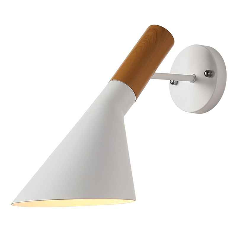 Lámpara de pared de minimalismo en forma de embudo estilo moderno de madera de madera de 1 luces accesorio de iluminación