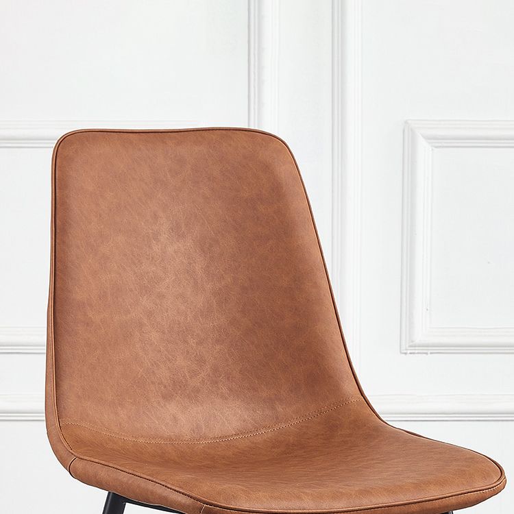 Macaron color Scandinavian Dining room Chair Leather Solid Back Side Chair