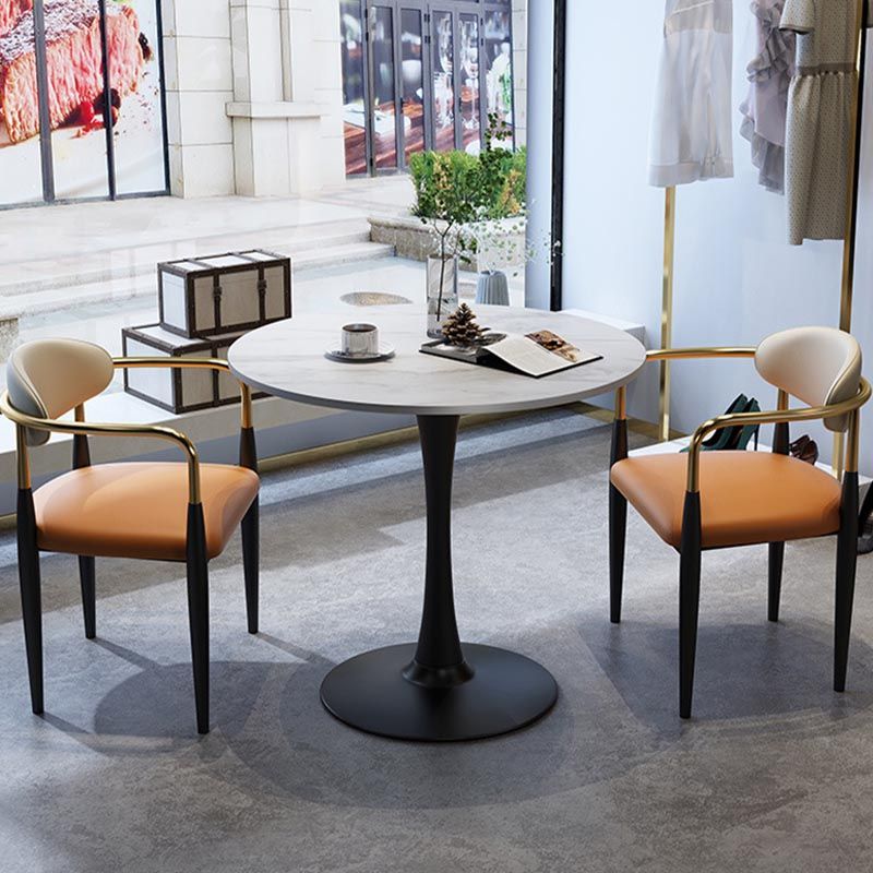 Contemporary Leather Dining Chair Open Back Dining Side Furniture in Matte Finish for Home