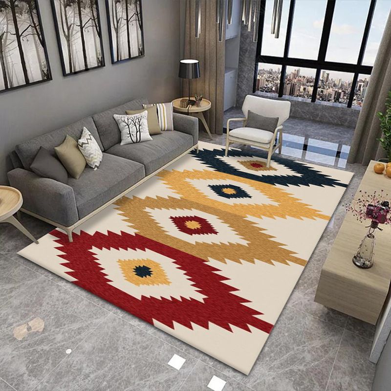 Gold Modern Rug Polyester Striped Indoor Rug Stain Resistant Rug for Living Room