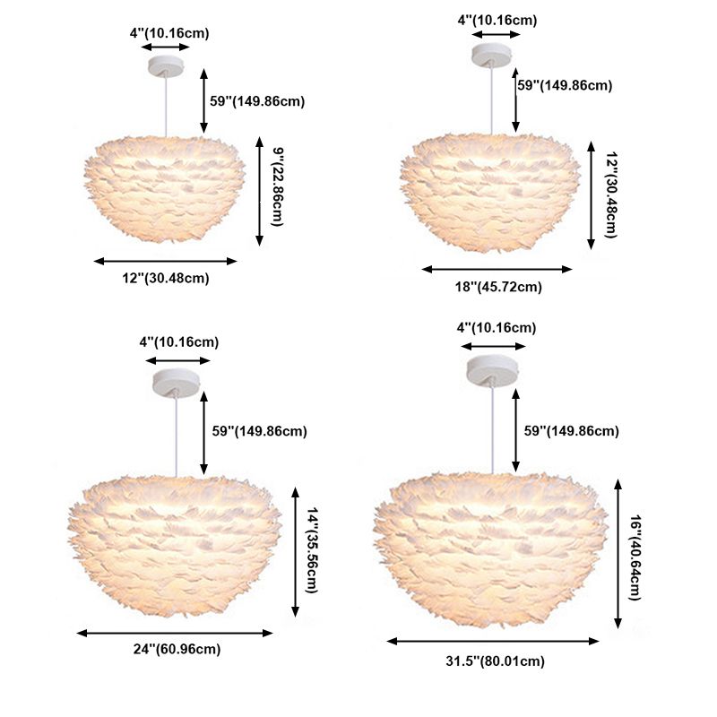 Modern Feather Hanging Lights Children's Room Bedroom Living Room Chandelier