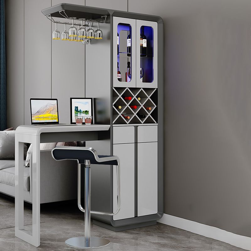 Modern Rectangle Wood Counter Table 2/3 Pieces Bar Table Set with Lockers for Living Room