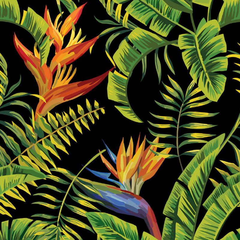 Stain Resistant Leaves Pattern Mural Non-Woven Modern Wall Decor for Girls Bedroom