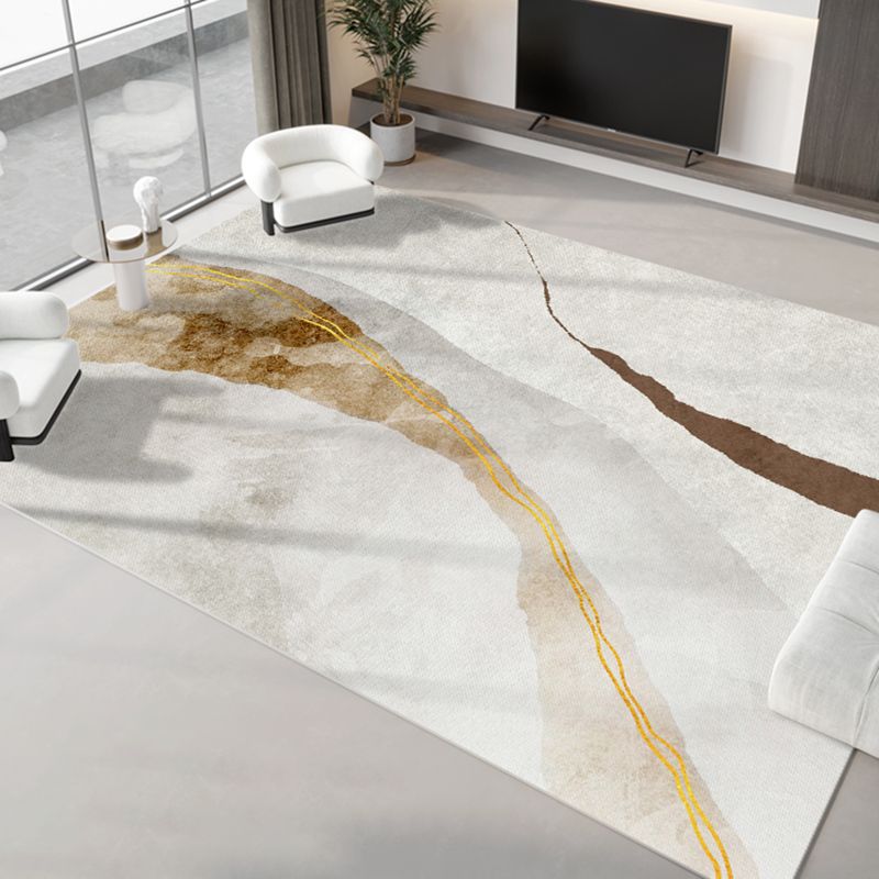 Light Gray Modern Rug Polyester Graphic Indoor Rug Non-Slip Backing Rug for Home Decor