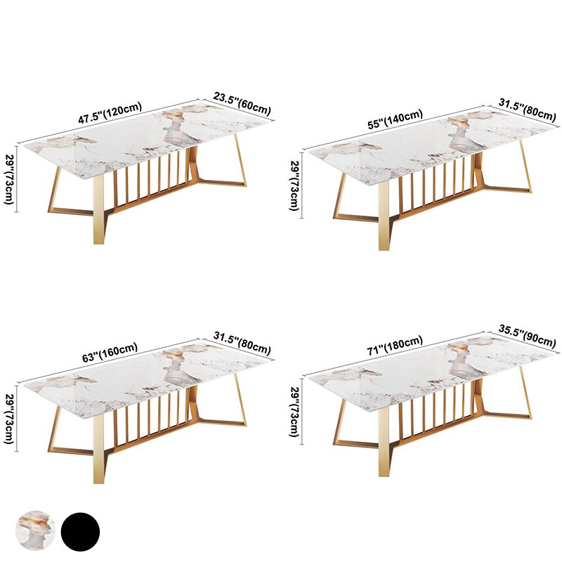Modern Luxury Rectangle Dining Table Sintered Stone Dining Table with Trestle Base
