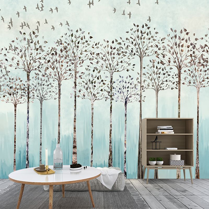 Tree in Line Drawing Mural Modern Waterproof Bedroom Wall Covering, Personalized Size