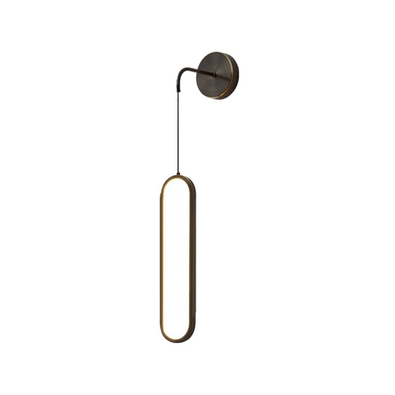 Metal Oval Shade Wall Sconce Modern Style Single Light Wall Mount Lighting in Black