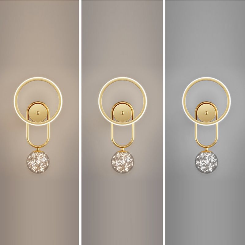 Round Shape Glass Wall Light Modern Style 2 Lights Wall Mount Light