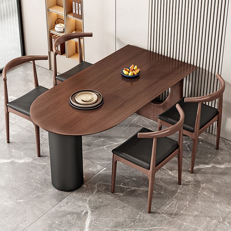 Free Form Dining Table Modern Double Pedestal Table for Kitchen