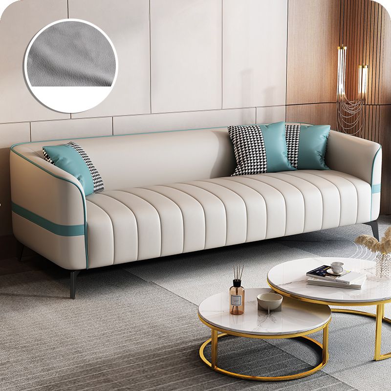 Contemporary 25.6" H Faux Leather Tuxedo Arm Sofa For Living Room