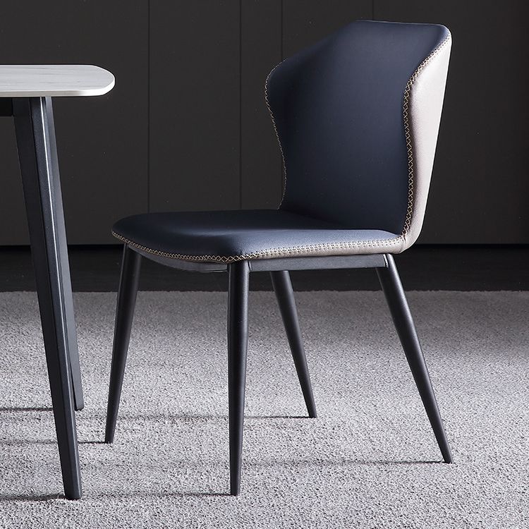 Silla industrial Wingback Parsons de cuero para comedor, sillas laterales sin brazos (juego de 4)