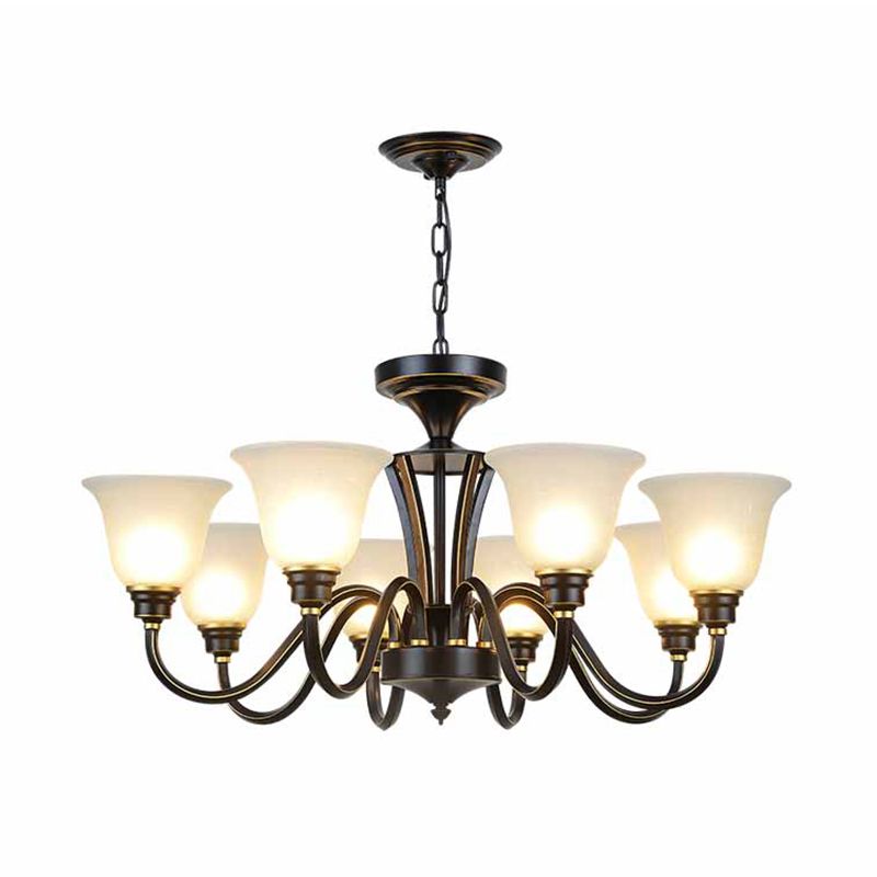 Handblown Glass Bell Suspension Light Rustic Living Room Chandelier Light Fixture