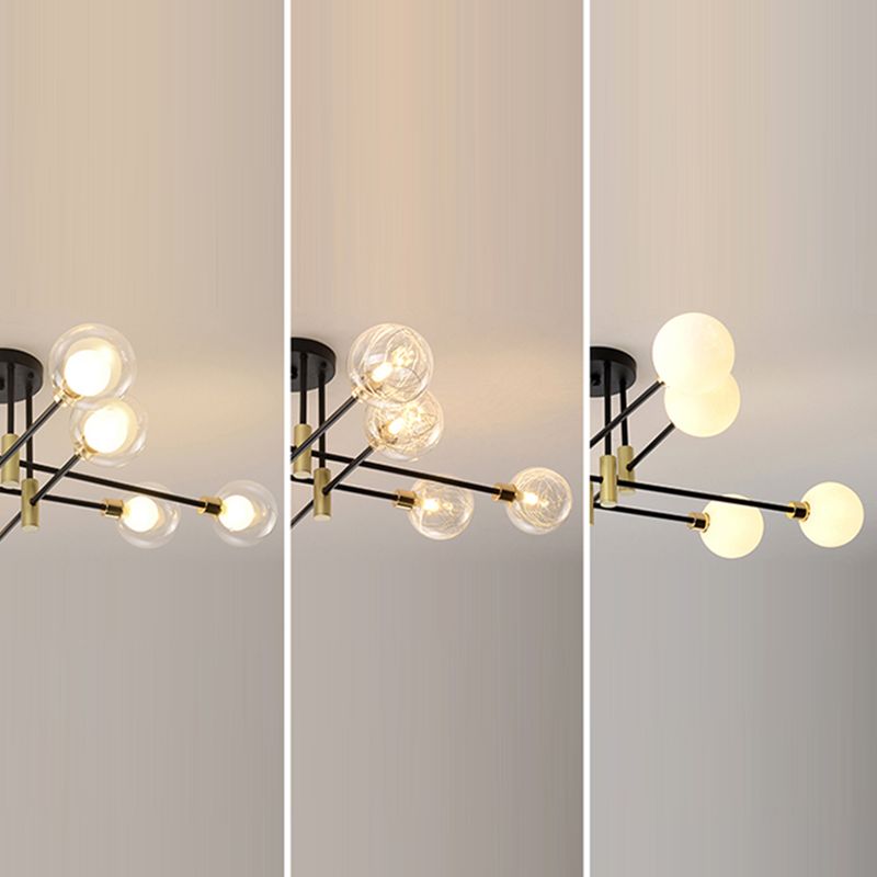 New Modern Transparent Glass Semi Flush Light Fixtures Bedroom Starburst Flush Mount Light