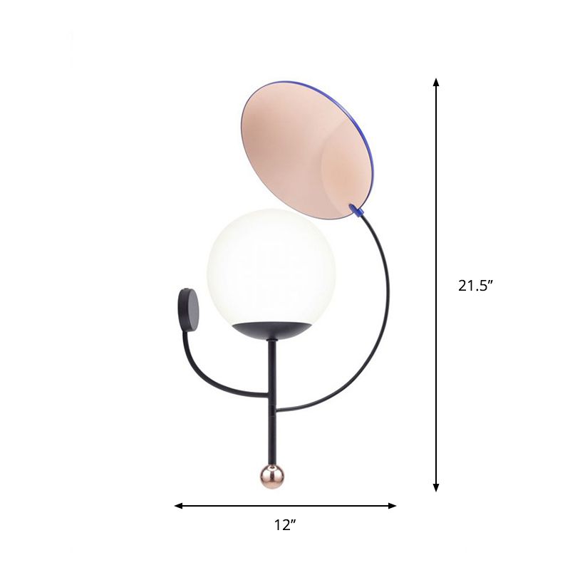 Gold/Black Global Wall Sconce Retro 1 Light Matte White Glass Wall Light Fixture with Reflector