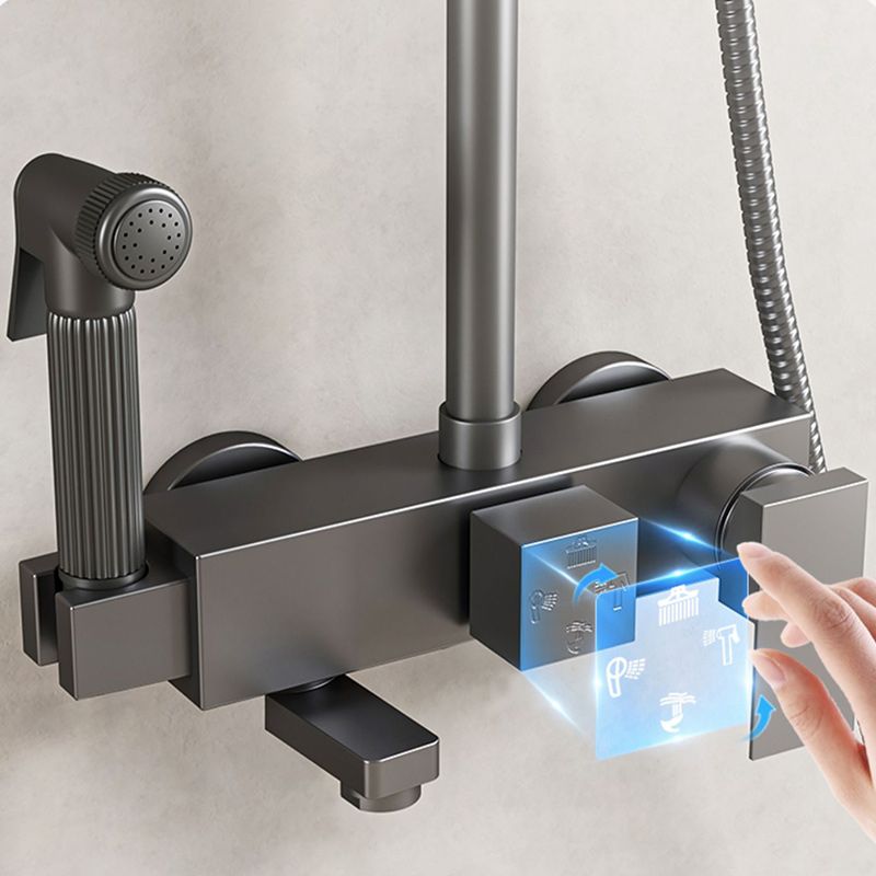 Modern Shower Trim Push Button Dual Shower Head Wall Mounted Shower Combo