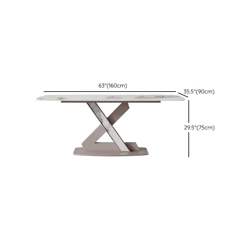 Sintered Stone Fixed Kitchen Table Luxury Rectangle Home Table