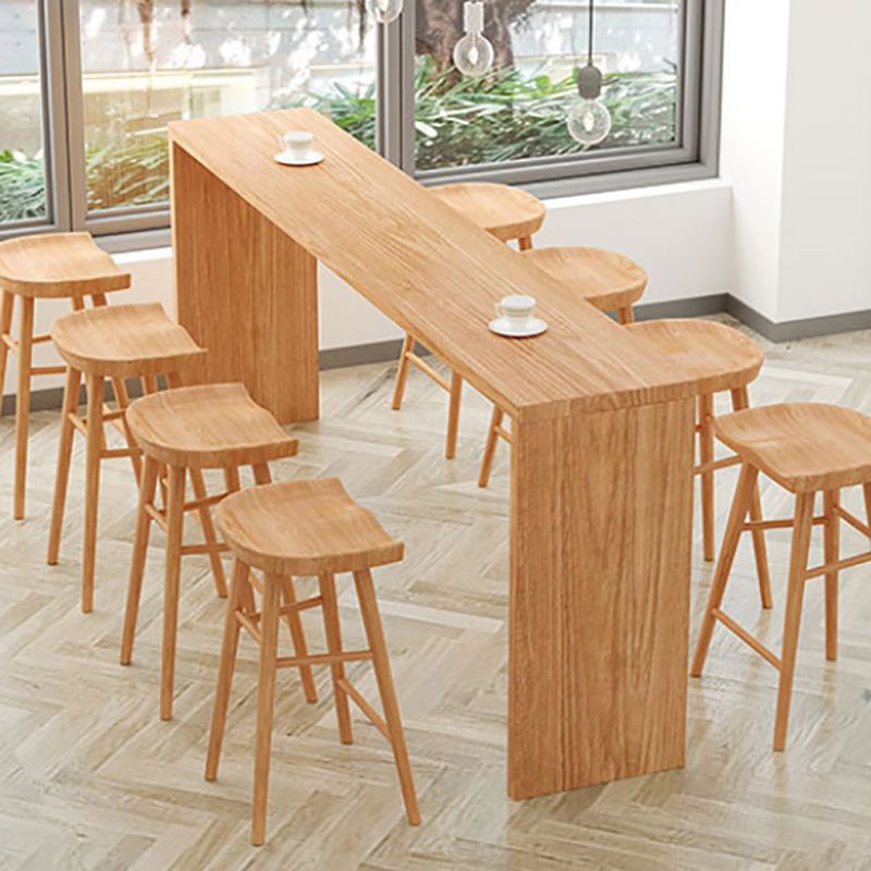 Modern Bar Table Set 1/5/9 Pieces Solid Wood Counter Table with Backless Stools