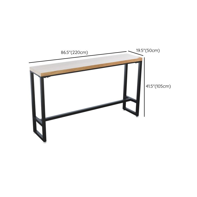 Rectangle Bar Pub Table Set 1/3 Pcs Solid Wood Top Bar Table and Metal Stools