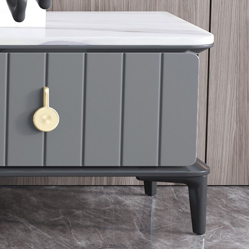 4 Legs Coffee Cocktail Table with Storage Drawers Modern Slate Top