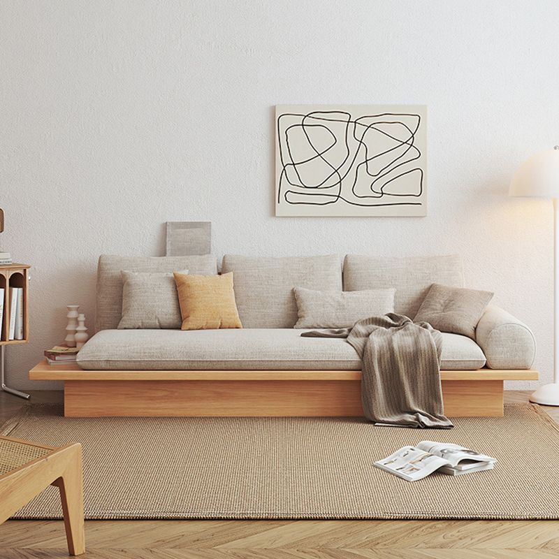 Cotton Blend Rolled Arm Sofa Loose Back 35"W Modern Sofa with Storage
