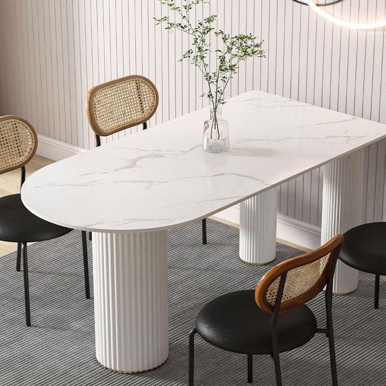 Metal Contemporary Free Form Dining Table Marble Top Table for Kitchen and Dining Room
