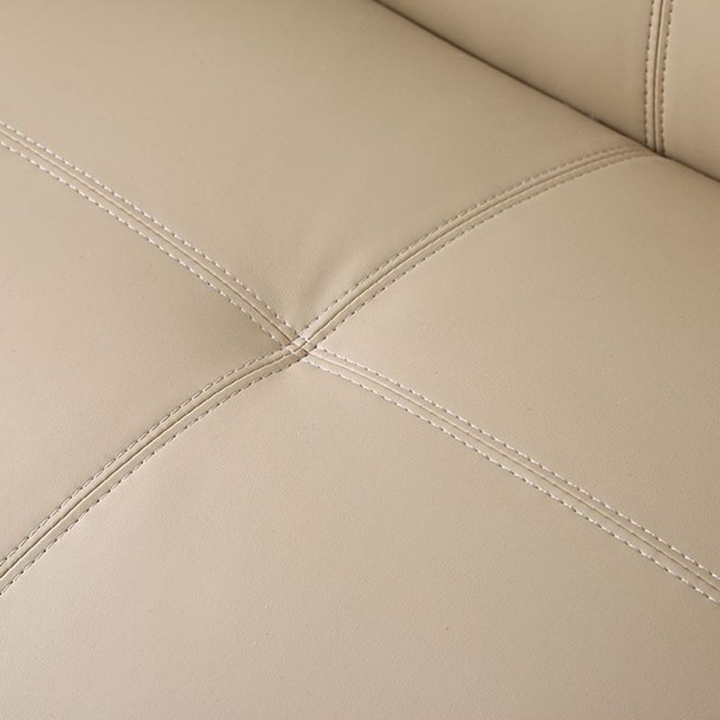 Modern Square Arm Stain Resistant Settee Couch in Orange/Ivory Cushions