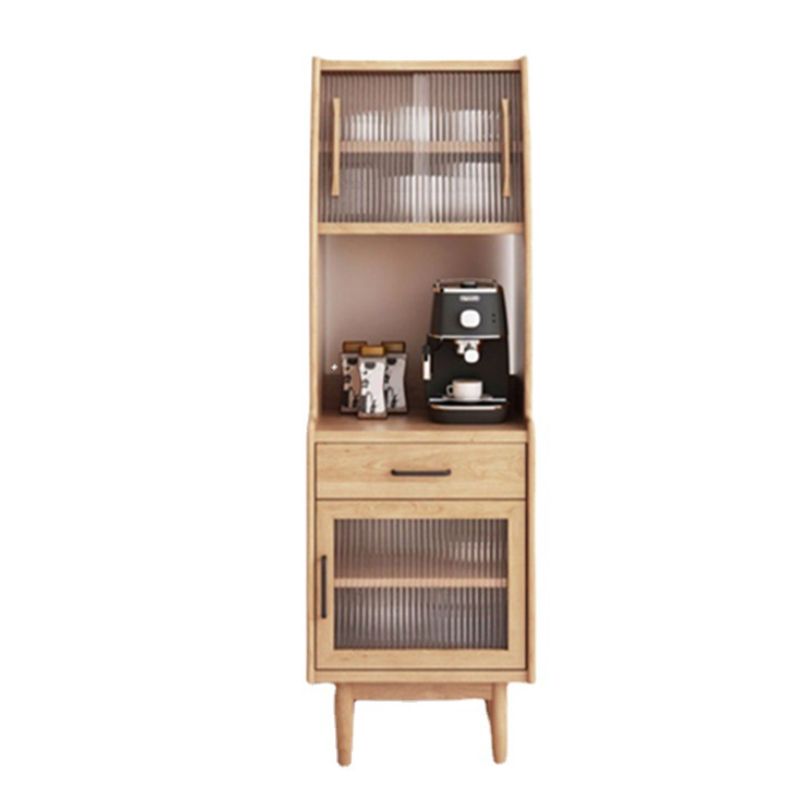 Pine Contemporary Storage Cabinet Glass Doors Dining Hutch with Drawers