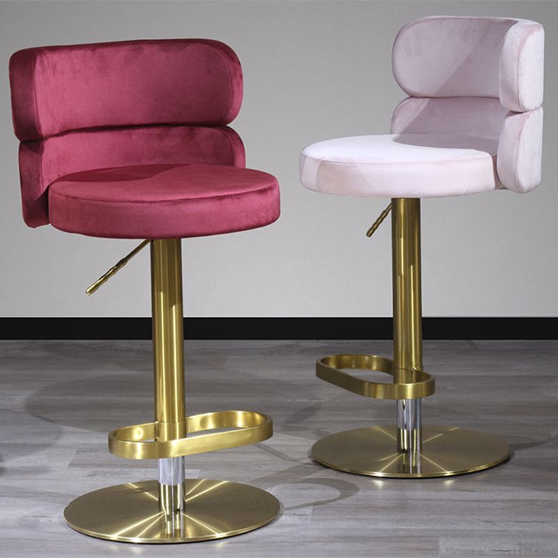 Glam Style Counter Stool Leather Adjustable Height Bar Stool with Swivel